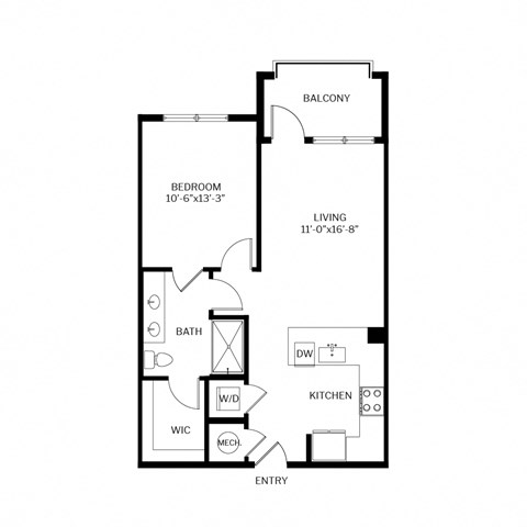 The Shirley Apartments Odenton MD Rose 1-Bedroom Floor Plan at The Shirley Apartments , Odenton, Maryland,MD